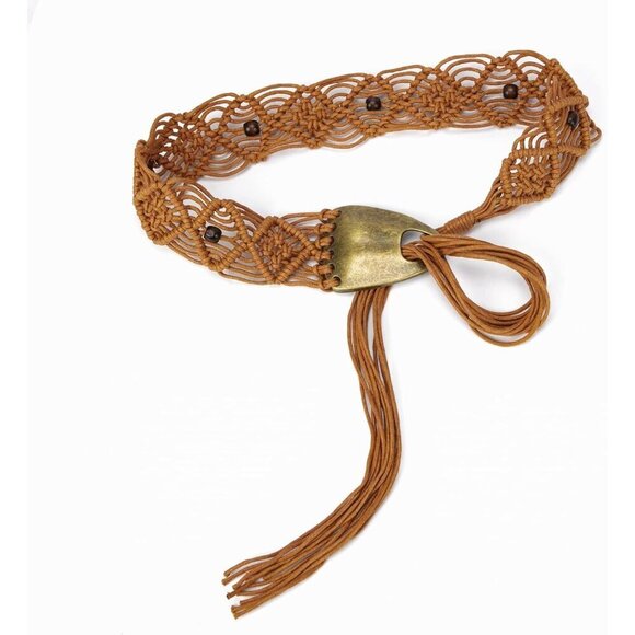 Women\'s Wax Rope Bohemian Style Braid Waist Belt for Dress Jeans main image 6